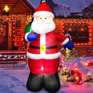 S-giant - Decoration Noel Exterieur Gonflable 1.2 m, Pere Noel Gonflable avec Sac Cadeau, décoration éclairée par led intégrées pour Cour, Jardin,