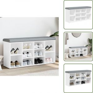 Vidaxl - Banc &agrave; chaussures blanc 102x32x50 cm bois d'ing&eacute;nierie - Banc Chaussure - Banc Entr&eacute;e - Meuble Rangement - Banc Coffre - Rangement Chaussures
