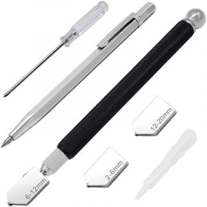 Coupe Verre Professionnel,Coupe-Verre Manuels, Diamant Coupe Verre, Glas Cutter, Coupe-Verre pour 2-20 mm, Self-oiling Coupe-Verre Poign&eacute;e en Alliage