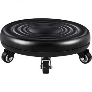 Tabouret Bas avec Roues, Tabouret &agrave; roulettes Pied Bas, Simili Cuir Si&egrave;ge Faible M&eacute;tal Pi&eacute;tement, Banc Rond en Cuir avec 5 Roues universelles pour Le