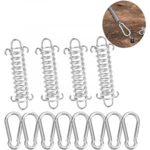 Aamunpa - 4PCS Ressort Voile d'Ombrage et 8PCS Petit Mousqueton, Fixation Voile d'Ombrage Boucle Corde Ressort pour Tente Camping en Plein Air