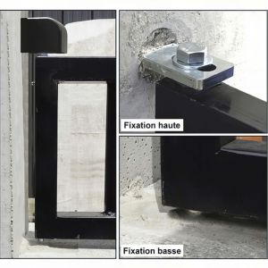 Pivot de portail acier avec seuil &agrave; sceller - Carr&eacute; 45 x 45 mm - Kit fixation haute et basse