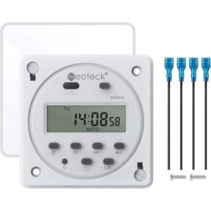 12V 16A Prise Programmateur Digital à 16 Programmes Horloge Programmable Minuteur Prise Electrique avec LCD Affichage Numérique Antivol avec Boîtier