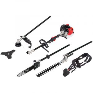 Scheppach Outil multifonction 4en1 MFH5200-4PRG - 1400 W - 52 cm3 - Coupe bordure - D&eacute;broussailleuse - Taille haies - Elagueuse