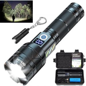 Lampe torche LED haute puissance, lampe torche LED rechargeable ultra-puissante de 90 000 lumens, lampe torche tactique de police rechargeable USB &eacute;t