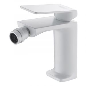 Robinet de bidet &agrave; levier unique pour eau chaude et froide, robinets de salle de bain classiques, mitigeur de bidet &agrave; levier unique couleur blanc mat