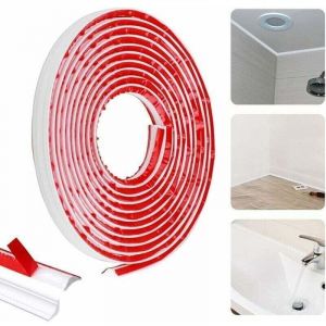 Moulure Autocollante Flexible 5m Moulage en Quart de Rond &Eacute;tanche Quart de Rond Adhesif Quart de Rond PVC Blanc Quart de Rond Plastique Quadrant en