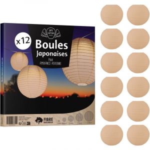 12x Lanterne Papier 20 cm Sable - Suspension Boule Papier 20 cm (12'') type Lanterne Japonaise pour Decoration Mariage - 12 pi&egrave;ces - Le must de la
