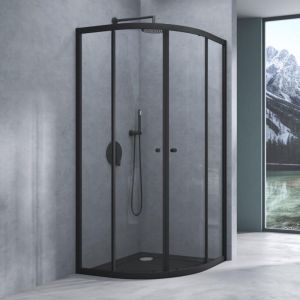 Mai&mai - Cabine de Douche Noir avec Deux Portes Paroi de Douche en Quart de Cercle Montage R&eacute;versible Verre de S&eacute;curit&eacute; avec Rev&ecirc;tement Nano