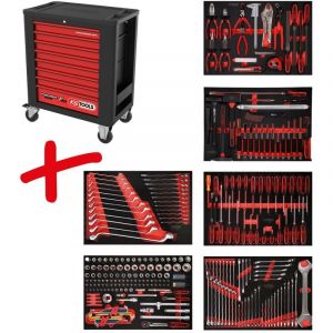 Kstools - Composition pour servante d'atelier Performanceplus P15 avec 284 outils pour 6 tiroirs