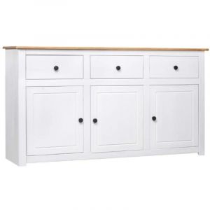 Buffet 3 portes 3 tiroirs pin massif blanc et clair Iris