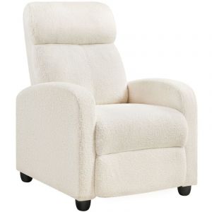 Yaheetech - Canapé Fauteuil en Tissu Bouclette Doux avec Repose Pied/Chambre à Coucher/Home Cinéma/Salon Ivoire