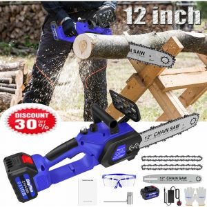 Tronçonneuse à chaîne électrique sans fil 12" Tronçonneuse à chaîne manuelle avec chargeur/ batterie