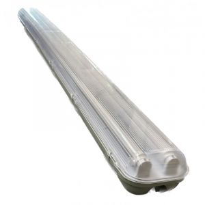 Signcomplex - Reglette &eacute;tanche led 2x25W polycarbonate 1560x108mm grise &eacute;quip&eacute;e de 2 tubes T8 4000K 3100lm 230V diffuseur clair 230V IP65