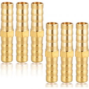 Raccord de tuyau 8mm en laiton,6PCS Raccord de tuyau en laiton 8mm(5/16'),Raccord droit à barbes Raccord de tuyau en laiton Raccord de douille