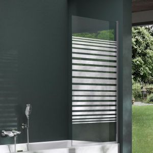 Mai&mai - Pare-Baignoire 80x140cm 1 Volet Paroi de Douche pour Baignoire en Verre esg avec Bandes Opaques et Revêtement nano Easy Clean C201