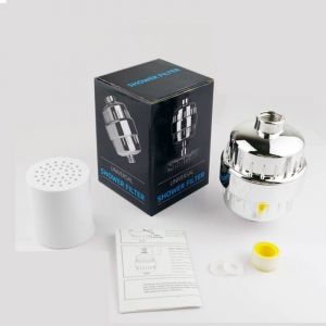 Filtre de douche &agrave; 15 &eacute;tapes, adoucisseur d'eau, pour une peau et des cheveux plus sains, &eacute;limine le chlore, les m&eacute;taux lourds et autres d&eacute;p&ocirc;ts, avec