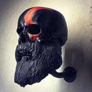 Tigrezy - Support mural pour casque de moto, t&ecirc;te de mort, d&eacute;coration murale en r&eacute;sine pour les passionn&eacute;s de moto