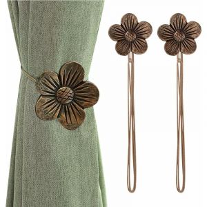 Embrasse de Rideau Magnétique Vintage, 1 Paire Résine Fleur Rideau Draperie Retenue Rideau de Fenêtre Porte-Boucle Décorative pour Maison Café Balcon