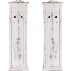 HHG - jamais utilis&eacute;] 2x pat&egrave;re, portemanteau, vestiaire ouvert, 28x3,5x109cm, shabby, vintage, blanc