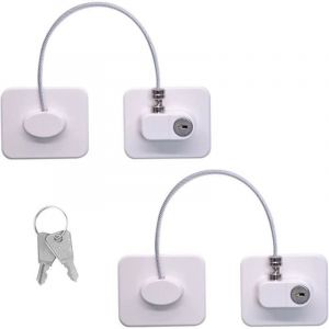 2pcs S&eacute;curite Fen&ecirc;tre Enfant, Entreb&acirc;illeur de Fen&ecirc;tre PVC Sans Percer, Auto-Adh&eacute;sive Serrure de porte de R&eacute;frig&eacute;rateur avec Cl&eacute;s