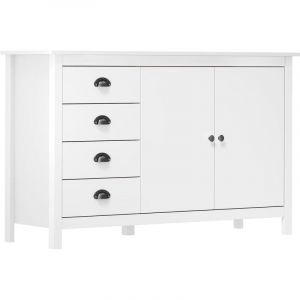 Maison Chic - Buffet Bahut Meuble de rangement Commode Hill Range Blanc 130x40x80 cm Bois de pin solide 68029
