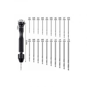 21 Pièces Ensemble de Pin Vise Comprend Perceuse à Main Pin Vise et 20 Pièces Mini Forets Hélicoïdaux (0,3 à 1,6 mm) pour Diy Bois Argile Résine