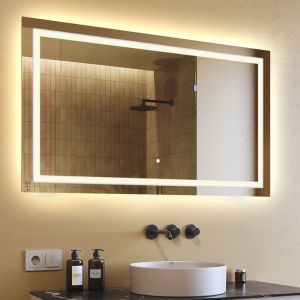 Artforma - Moderne Miroir avec led Illumination Salle de Bain 120x70 cm sur Mesure led Lumineux Miroir avec Éclairage intégré Interrupteur Tactile