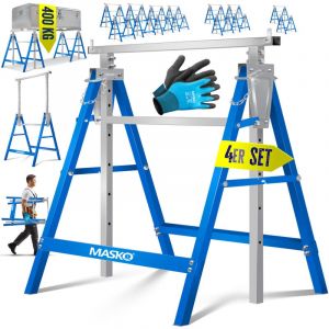 MASKO® Tréteau de travail télescopique Châssis Tréteau pliant capacité de charge max. 200 kg Tréteau réglable en hauteur Hauteur de travail min. /