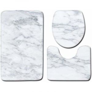 Ensemble Tapis de Bain et Contour wc 3 Set, Motif de Marbre Ensemble Salle de Bain Tapis Contour wc Couvre Couverture de Toilette