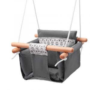 Balancoire Enfant Exterieur Jardin en Bois Accessoire Interieur Tissu Siege Fait Main Balan&ccedil;oire pour B&eacute;b&eacute;