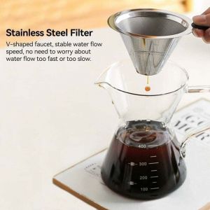 Cafeti&egrave;re &agrave; verser, Filtre &agrave; Caf&eacute; Manuelle, Carafe en Verre Borosilicate, cafeti&egrave;re manuelle pour-over avec filtre permanent, 0,4 L