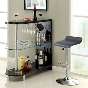 Hofuton Lot De 2 Tabouret de Bar en Similicuir et Acier Chrom&eacute;, Tabouret R&eacute;glable et Rotatif, Noir