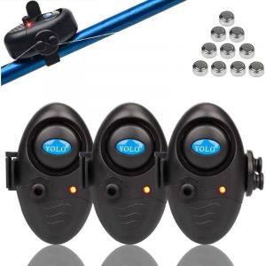 Alarme de Touche de la Canne &agrave; P&ecirc;che D&eacute;tecteur Electronique Sensible Sondeur Son d'Alarme R&eacute;glable avec Indicateur LED pour P&ecirc;che Nuit Maritime