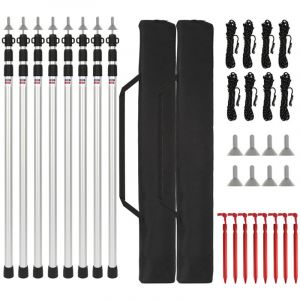 Randaco Accessoires pour kiosque, barnum et tonnelle &ndash; 8 pcs m&acirc;ts de tente t&eacute;lescopiques r&eacute;glables 88&ndash;234 cm