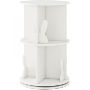Costway - Bibliothèque d'Angle Rotative pour Enfant, Etagère de Rangement Autoportante à 2 Niveaux Pivotante à 360°, pour Chambre Enfant, Salle de