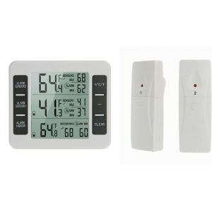 lot de 1 Thermomètre de Frigo Congelateur, Thermomètre de Réfrigérateur sans Fil avec 2 Capteurs, Alarme Sonore, Min/Max, Thermomètre in/Extérieur