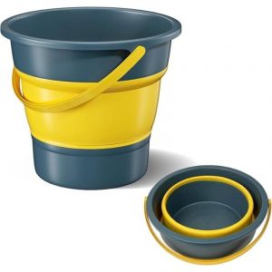 Seau Pliable Retractable en Plastique et Silicone - Nettoyage M&eacute;nager, P&ecirc;che, Camping, Voyage - avec Poign&eacute;e