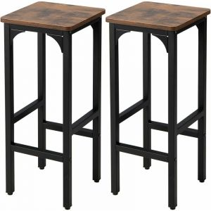 RELAX4LIFE Lot de 2 Tabouret de Bar avec Repose-pieds, Tabourets de Comptoir Hauteur 71,5 cm avec Patins de pied R&eacute;glables, Tabouret en M&eacute;tal, Charge