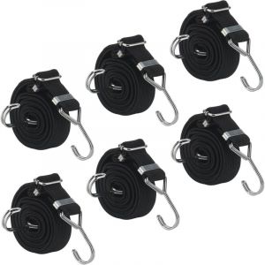 Lot de 6 tendeurs plats r&eacute;glables de 2 m &times; 3 cm, pour diable, porte-bagages, v&eacute;lo et moto