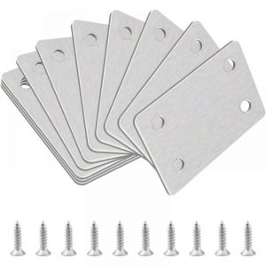 Cyslmuk - Supports de renfort d'angle plats, 10 pièces Support d'étagère de soutien droit en acier inoxydable Supports de renfort d'angle plats