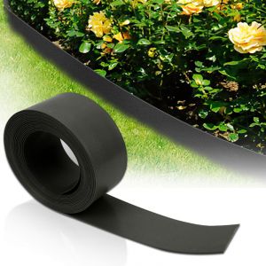 Randaco 1000 x 12.5 x 0.2cm Bordure de jardin en PE Bordurette de jardin flexible DIY Bordure de pelouse 2mm pav&eacute; noir