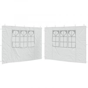 Lot de 2 Paroi de tente de r&eacute;ception Paroi de Tonnelle de r&eacute;ception avec fen&ecirc;tre pe Blanc 96920