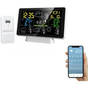Station m&eacute;t&eacute;o sans fil, avec capteur ext&eacute;rieur WiFi, temp&eacute;rature int&eacute;rieure et ext&eacute;rieure, pression atmosph&eacute;rique/barom&egrave;tre, humidit&eacute;, pr&eacute;vision sur
