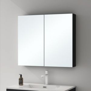 Mai&mai - Armoire Suspendue de Salle de Bain avec Miroir Armoire de Toilette Meuble Murale Miroir avec 2 Portes 80x15x70 cm Anthracite Mat