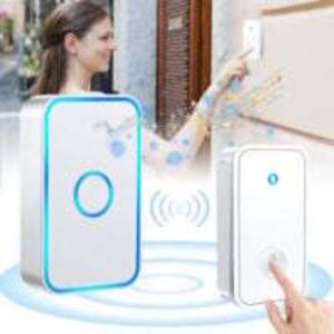 Carillon sans fil enfichable, 150 M&egrave;tres Sonnette de Porte &eacute;tanche Carillon Electronique, Avec flash led, 60 m&eacute;lodies et contr&ocirc;le du volume &agrave; 5