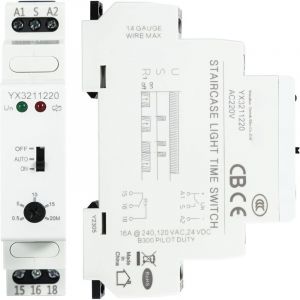 Sollbry - Relais Temporis&eacute;, &Eacute;clairage Minuterie Interrupteur Relais Temporis&eacute; 220VAC 16A 0.5-20mins Temporisation Relais Interrupteur de Lumi&egrave;re