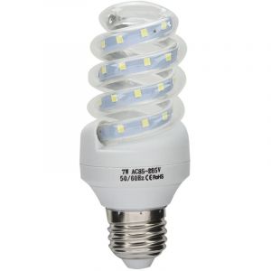 Ampoule LED spirale E27 à économie d'énergie, lumière blanche brillante, AC 180240V (7W)
