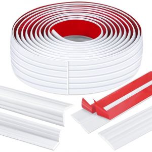 Bande d'angle autocollante en PVC flexible blanc 3M, 300 x 4 cm, plinthe autocollante flexible &agrave; d&eacute;couper, arrondi flexible, protection d'angle