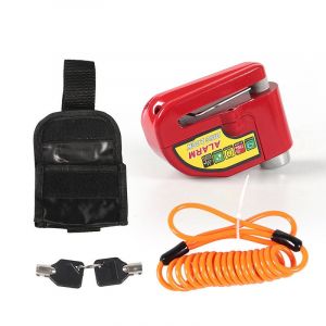 Beijiyi - Antivol Moto Bloque Disque Moto avec Alarme,110dB Bloc Disque Moto pour Motos, V&eacute;los et Scooters (Deluxe Pack Red)